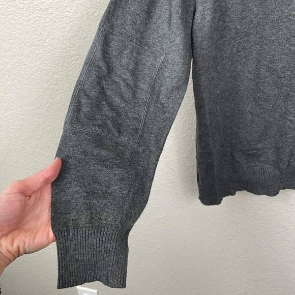 Gap Quarter Zip Windowpane Plaid Sweater Preppy Academia Gray Sz L - Picture 5 of 12